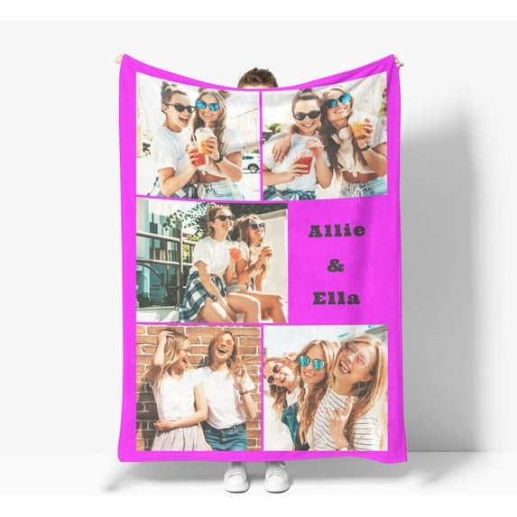 Personalised Blanket, Custom Blanket with Photos Text.Custom Blanket with 1-11 Photo Collages.Father, Mom, Lover, Kids, Friends, Birthday, Christmas - Personalised Gifts for Women Men,75x100cm