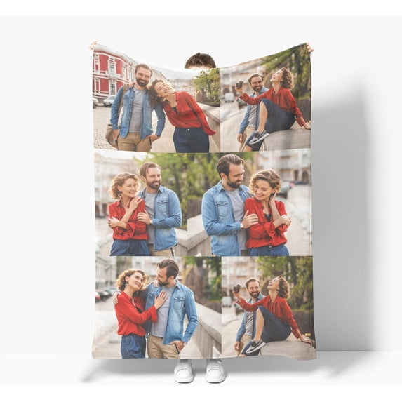 Personalised Blanket, Custom Blanket with Photos Text.Custom Blanket with 1-9 Photo Collages.Father, Mom, Lover, Kids, Friends, Birthday, Christmas - Personalised Gifts for Women Men(75x100cm)