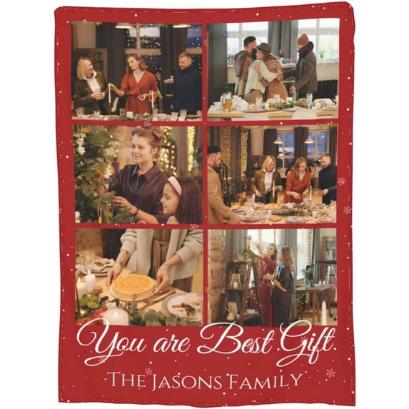 Personalised Blanket - Custom Blanket with Photos Text.Custom Blanket with 1-9 Photo Collages,Flannel Blankets for Mothers Day Customized Gifts For Mom, 125×100cm