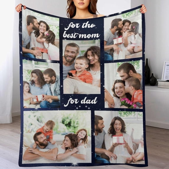 Personalised Blanket, Custom Blanket with Photos Text.Custom Blanket with Photo Collages.Father, Mom, Lover, Kids, Friends, Birthday, Christmas - Personalised Gifts for Women Men, 180x200cm