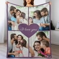 thumbnail image 1 of Personalised Blanket, Custom Blanket with Photos Text.Custom Blanket with Photo Collages.Father, Mom, Lover, Kids, Friends, Birthday, Christmas - Personalised Gifts for Women Men, 180x200cm, 1 of 6