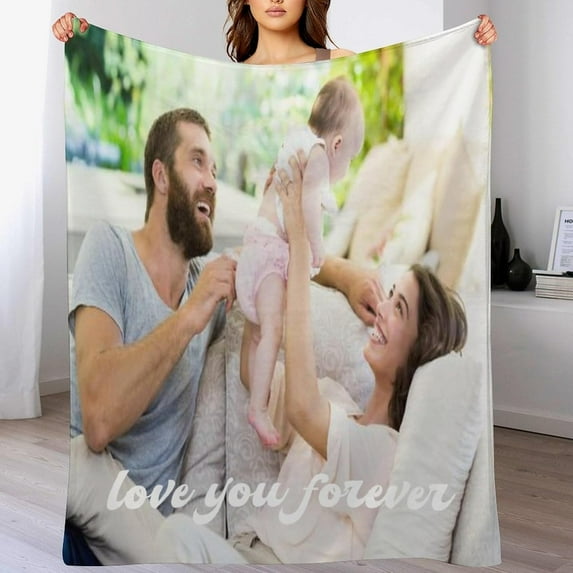 Personalised Blanket, Custom Blanket with Photos Text.Custom Blanket with Photo Collages.Father, Mom, Lover, Kids, Friends, Birthday, Christmas - Personalised Gifts for Women Men, 180x200cm