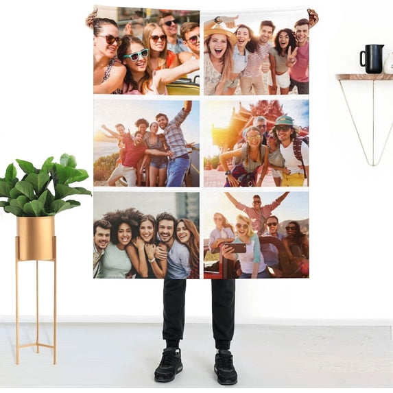 Personalised Blanket Custom Blanket with Photos Text, Custom Christmas Blanket with Photo Collages, Personalized Photo Gifts for Christmas Xmas New Year Birthday Wedding Anniversary