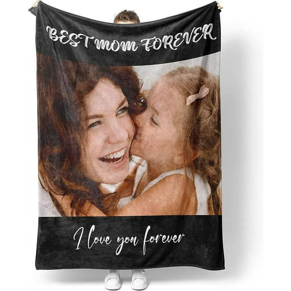 Personalised Blanket Custom Blanket with Photos Text Personalised Blankets for Adults Wedding Gifts Memorial Gift Home Gifts Birthday Gifts for Mum Gifts for Girlfriend (B)