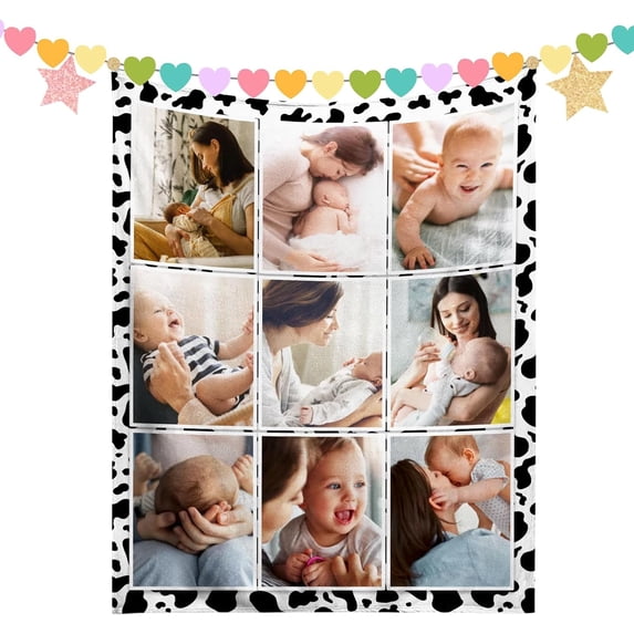 Personalised Blanket,Custom Blanket With Text 1-9 Photo, Personalised Blankets for Adults,Personalised Photo Blanket for Mother's Day,Customised Gifts for Mum,Dad,Boyfriend,Girlfriend,Friends