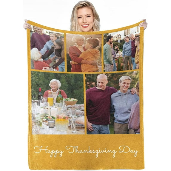 Personalised Blanket,Custom Blanket with Words Picture Collage Customized Blankets, Birthday Souvenir Gifts Personalized Throw Blanket for Father, Mom, Kids, Dogs, Friends or Lover 31" X 47"
