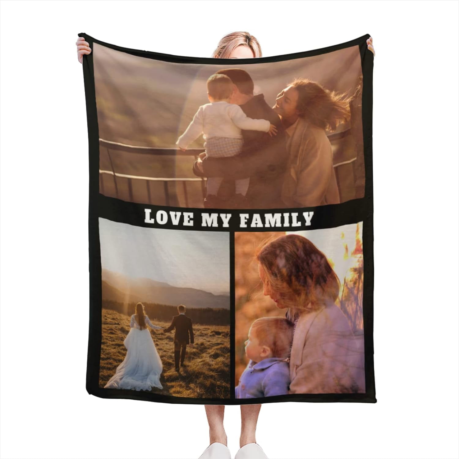 Personalised Blanket Custom Photos Blanket Memory Gift with Photo Text Collage Customized Blankets Gift Personalised Throw Blanket for Family Mom Dad Kids Wife Friends 100x125cm Walmart