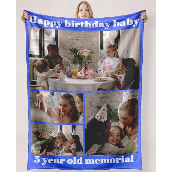 Personalised Blanket Custom with Picture Text Throw Blanket, Customized Photo Gift Birthday, Holiday, for Dad, Mom, Kids, Pet, Friends or Couples (1 Photo)