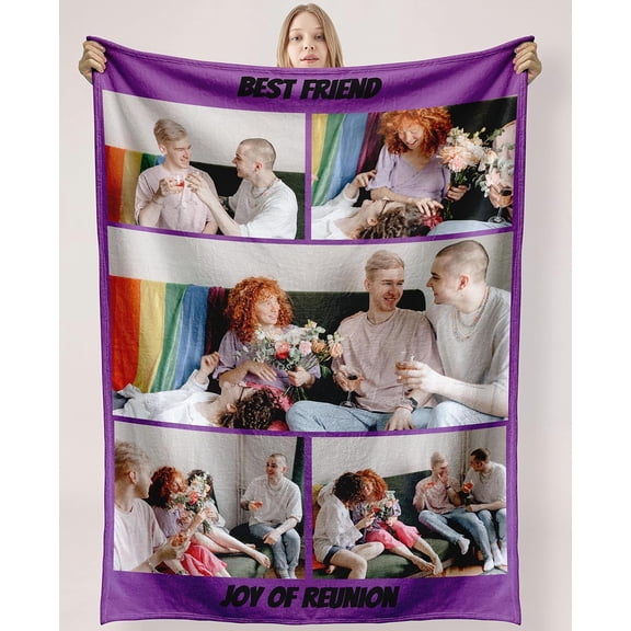 Personalised Blanket Custom with Picture Text Throw Blanket, Customized Photo Gift Birthday, Holiday, for Dad, Mom, Kids, Pet, Friends or Couples (1 Photo)