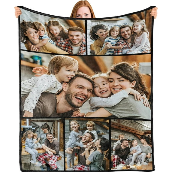 Personalised Blanket with Photo Text - Personalised Gifts for Women Men, Personalised Photo Blanket, Custom Blanket, Gifts for Family Kids Pet Friends, Gifts for Birthday Fathers/Mothers Day