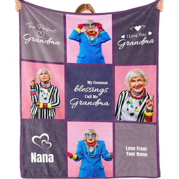 Personalised Blanket with Photo Text - Personalised Gifts for Women Men, Personalised Photo Blanket, Custom Blanket, Gifts for Family Kids Pet Friends, Gifts for Birthday Fathers/Mothers Day