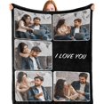 thumbnail image 1 of Personalised Blanket with Photo Text - Personalised Gifts for Women Men, Personalised Photo Blanket, Custom Blanket, Gifts for Family Kids Pet Friends, Gifts for Birthday Fathers/Mothers Day, 1 of 5