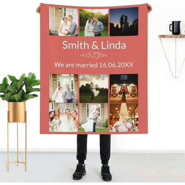 Personalised Blanket Throw for Adults and Baby Customised Soft Blanket with Photos Text,Anti-Pilling Flannel for Bed, Sofa, Living Room Birthday Souvenir Wedding Valentine's Day Custom Gift