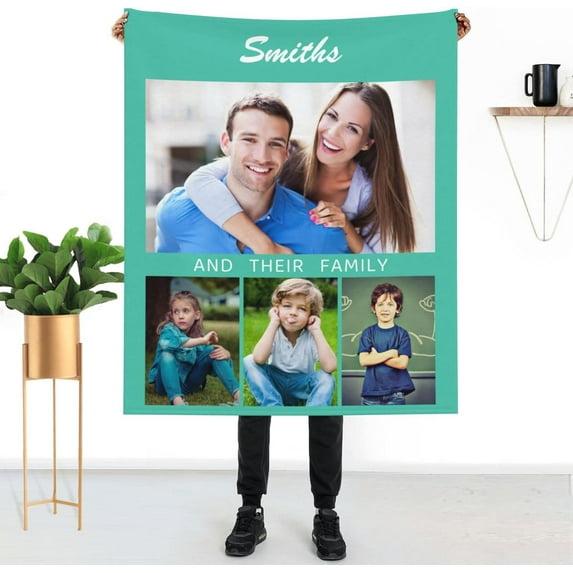 Personalised Blanket Throw for Adults and Baby Customised Soft Blanket with Photos Text,Anti-Pilling Flannel for Bed, Sofa, Living Room Birthday Souvenir Wedding Valentine's Day Custom Gift
