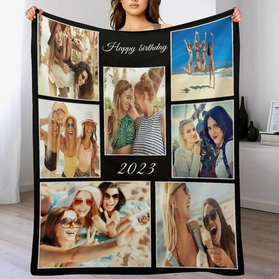 Personalised Blankets for Adults, Personalised Photo Blankets, Custom Blanket with Pictures, Personalised Gifts for Women Men, Personalised Birthday Gifts for Best Friends