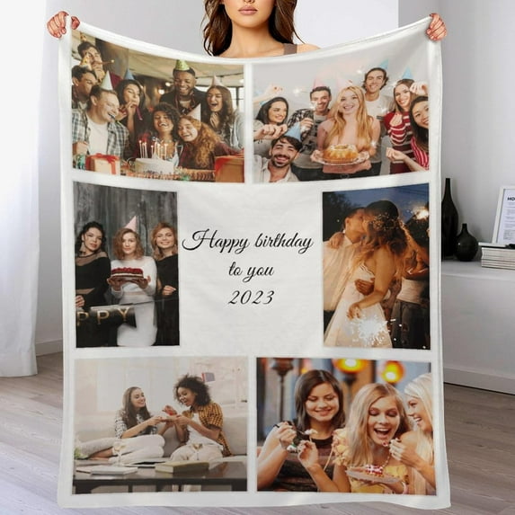 Personalised Blankets for Adults, Personalised Photo Blankets, Custom Blanket with Pictures, Personalised Gifts for Women Men, Personalised Birthday Gifts for Best Friends