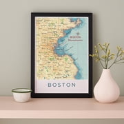 Personalised Boston Map Framed A4 Print