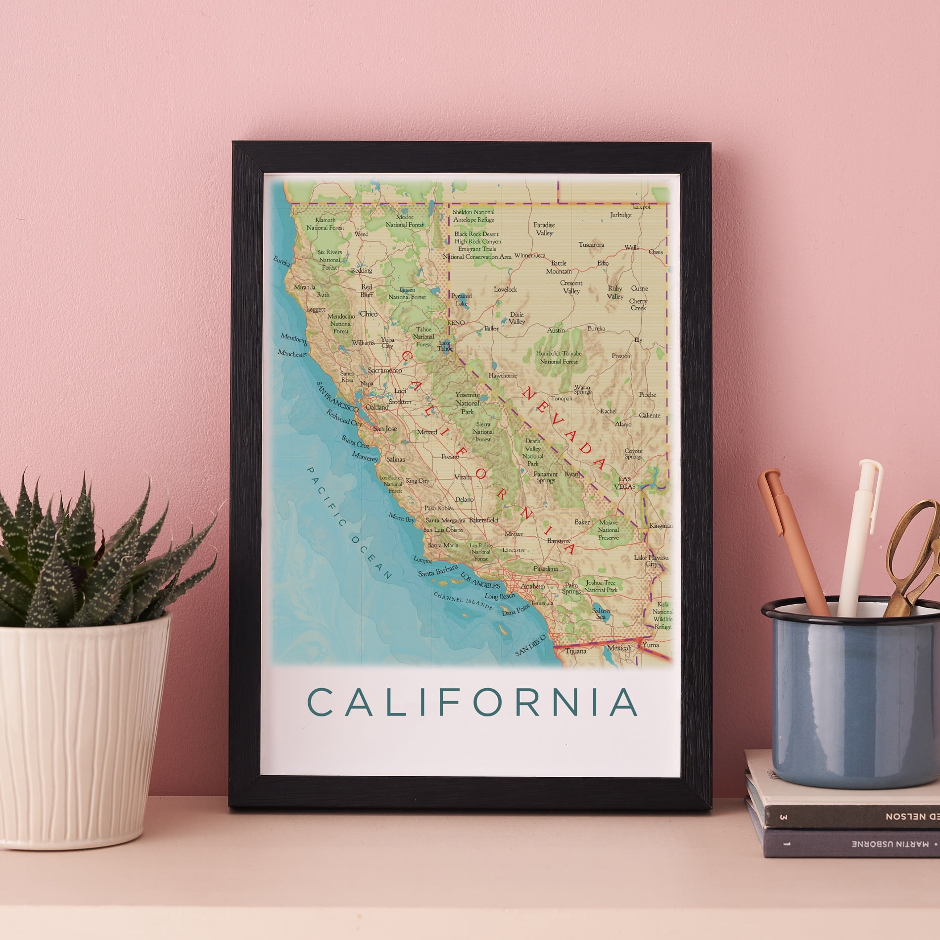 Personalised California Map Framed A4 Print - Walmart.com