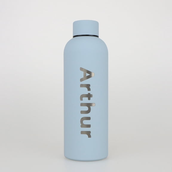 Personalised Chubby Bottle - Stainless Steel - Insulated - Thermal - Perfect for School. Work, Gym, Travel, Keeps Drinks Cold and Hot (Dusty Blue)
