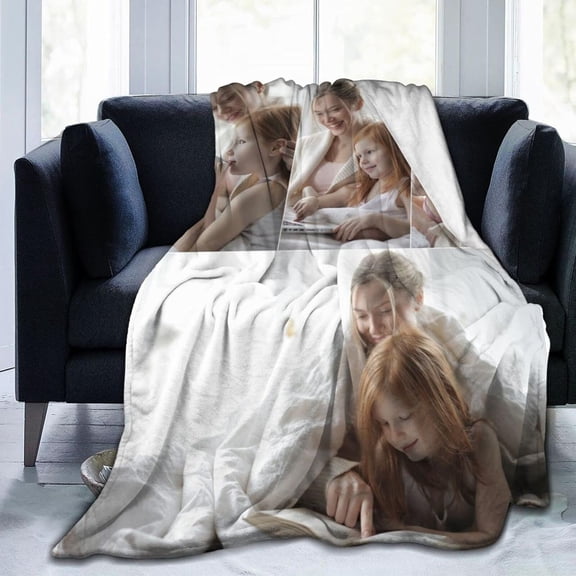 Personalised Collage Blanket with Picture Text Photo for Wedding, Customised Throw Blankets for Couples Lovers Family Adults Kids Boyfriend Girlfriend, 8 Photos, 100x125cm