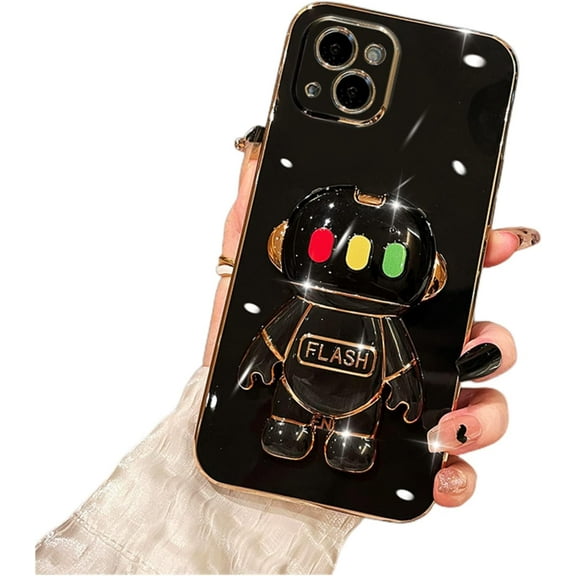 Personalised Creative Light-up Astronaut Stand TPU Phone Case for iPhone Pro Max/Pro/Plus 15 Protective Cover Cool Sparkly Anti-Scratch Bumper