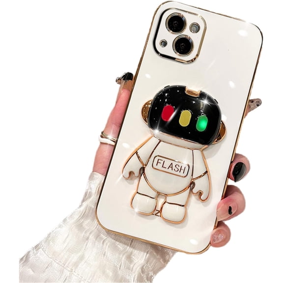 Personalised Creative Light-up Astronaut Stand TPU Phone Case for iPhone Pro Max/Pro/Plus 15 Protective Cover Cool Sparkly Anti-Scratch Bumper