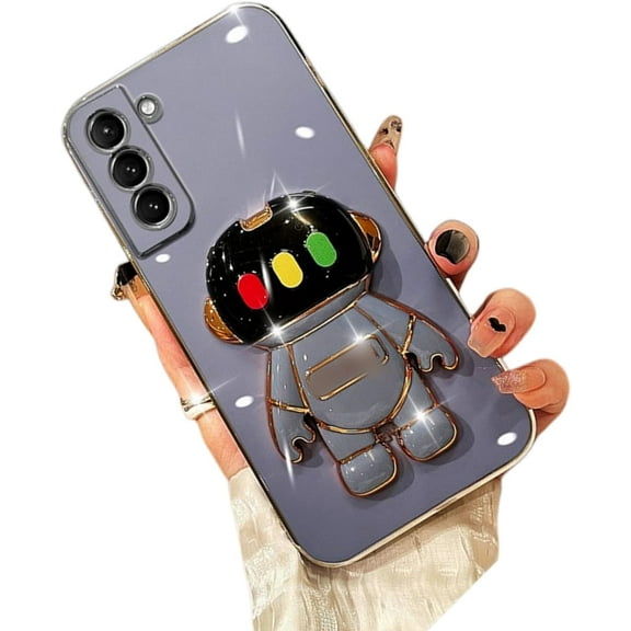 Personalised Creative Light-up Astronaut Stand TPU Phone case for Samsung Galaxy S22 S21 S20 S10 Ultra Plus FE Protective Cover Cool Sparkly Anti-Scratch Bumper(Blue,S10 4G)