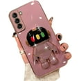 thumbnail image 1 of Personalised Creative Light-up Astronaut Stand TPU Phone case for Samsung Galaxy S22 S21 S20 S10 Ultra Plus FE Protective Cover Cool Sparkly Anti-Scratch Bumper(Purple,S21 Ultra), 1 of 7