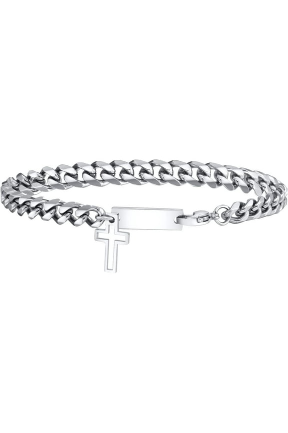 Personalised Cross Bracelet for Dad, Godfather, Girlfriend, Wife, Mother, Birthday Graduation Christmas First Communion Confirmation Baptism Christian Gifts