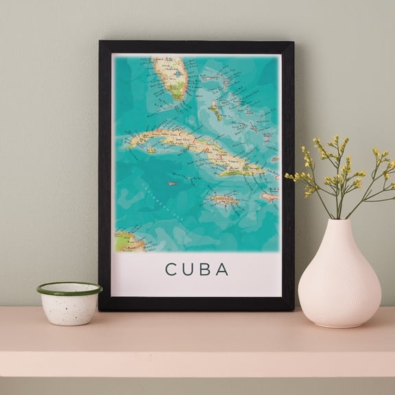 Personalised Cuba Map Framed A4 Print