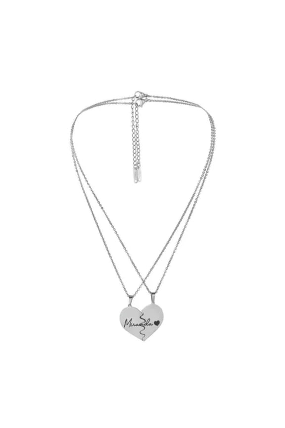 Personalised Custom Name Letter Necklace 1 Pair Couple Love Heart Lover Chain