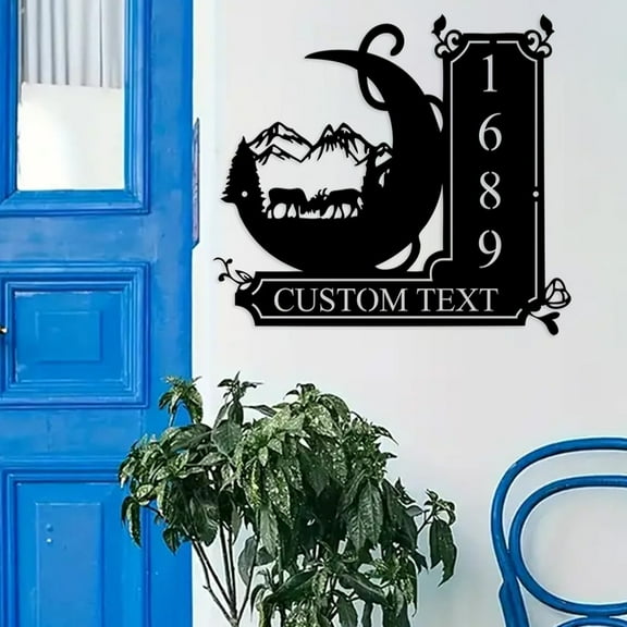 Personalised Customized House Name Number Sign Plaque Laser Cutting Street Family Address Door Sign(10inch)