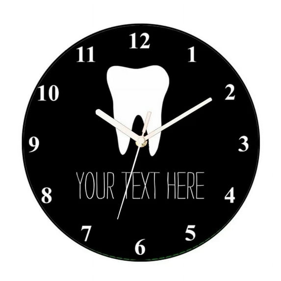 Personalised Dental Clinic Wall Clock for Dentist Custom Tooth Company Logo Wall Watch Hygienist Home Decor Cute Dentistry Gift(10 Inch)