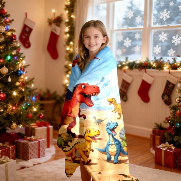 Personalised Dinosaur Blanket With Custom Name â Soft Throw For Boys Kids Cosy Lightweight Dino Bedding Blanket For Bedroom Sofa Travel