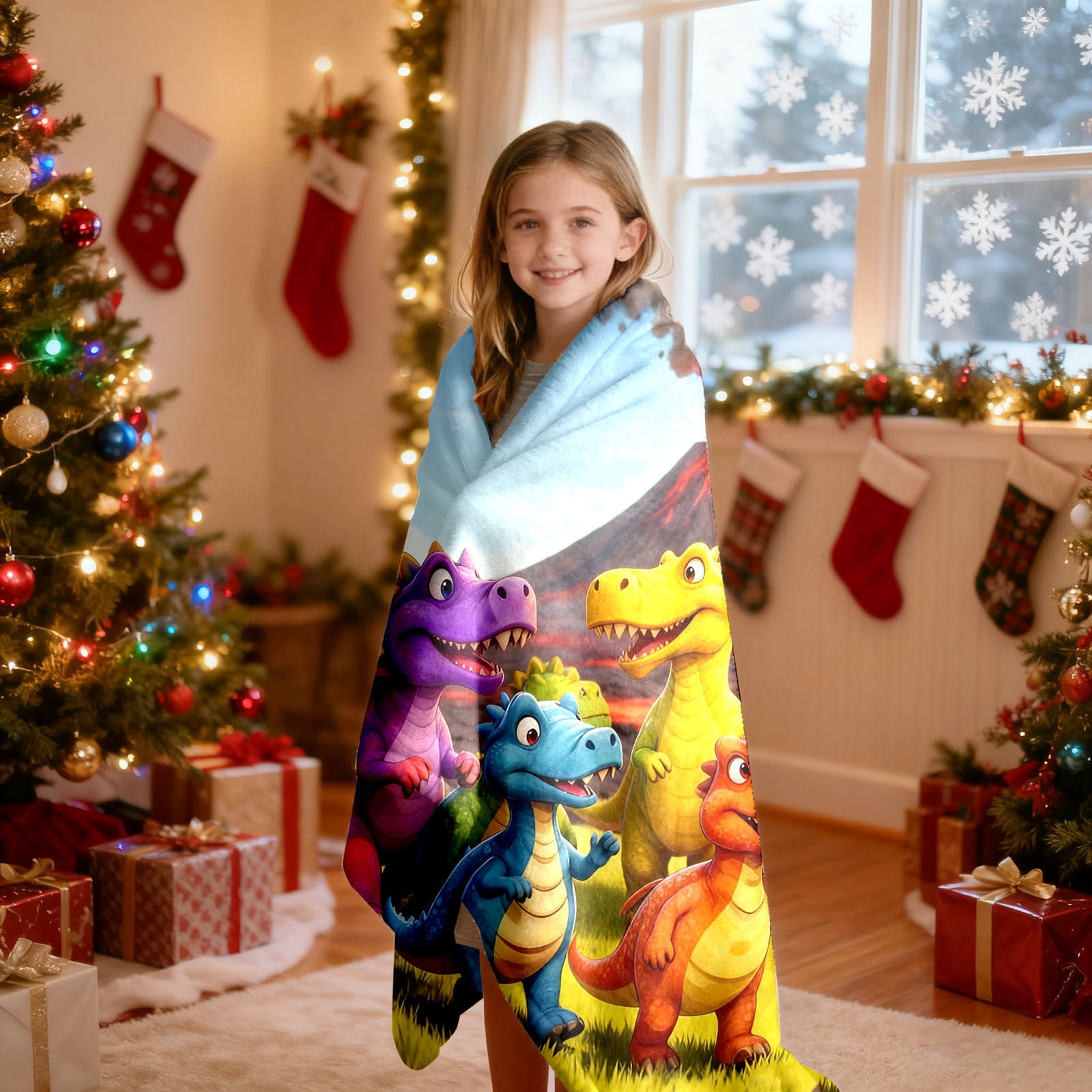 Personalised Dinosaur Blanket With Custom Name â Soft Throw For Boys Kids Cosy Lightweight Dino Bedding Blanket For Bedroom Sofa Travel