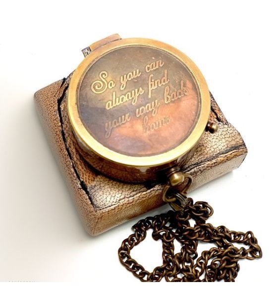 Personalised Engraved Pocket Compass Brass Nautical Compass, Handmade Compass
