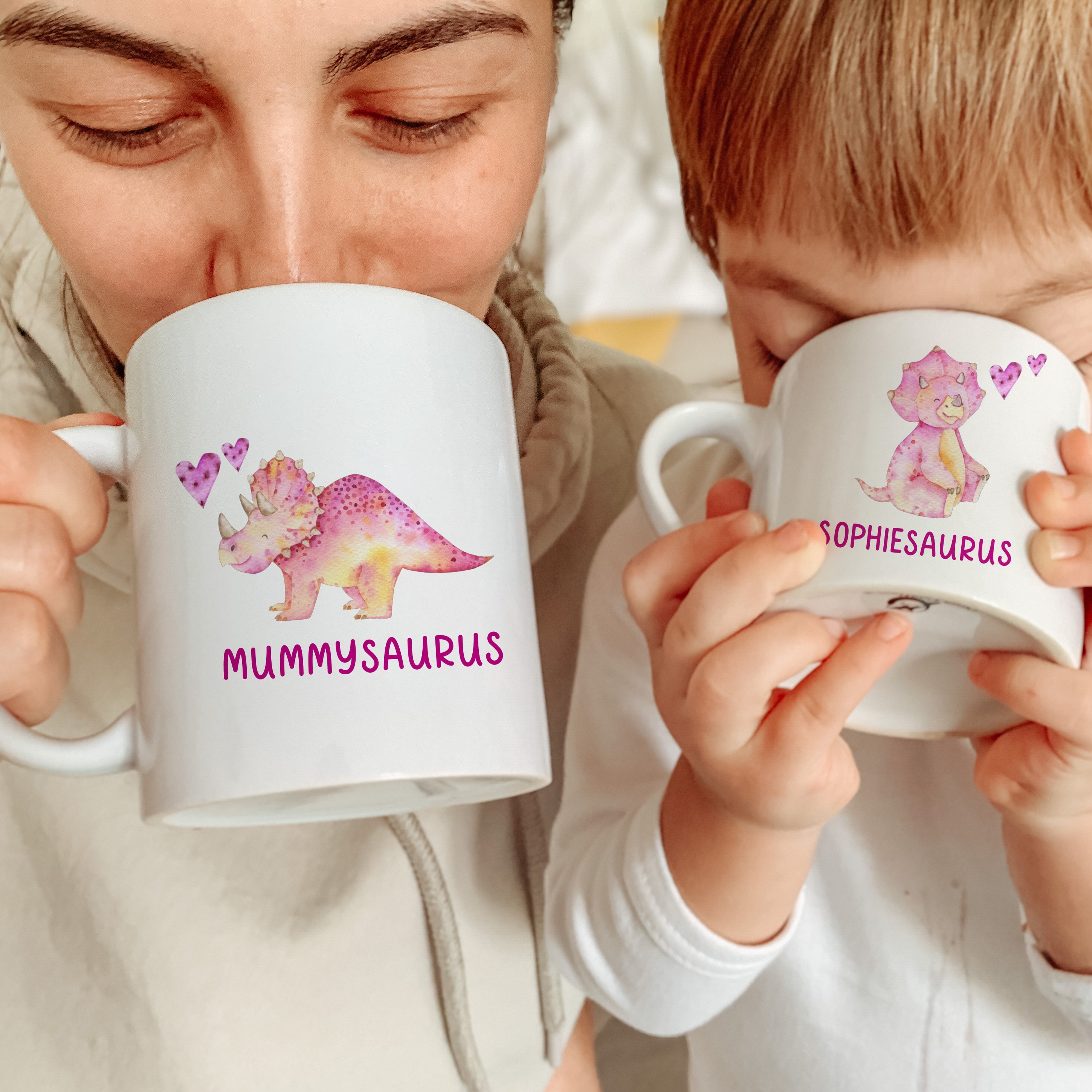 Personalised Family Mug, Funny Daddy and Baby Cute Animal New Home Gift, Papa and Child Coffee Cup