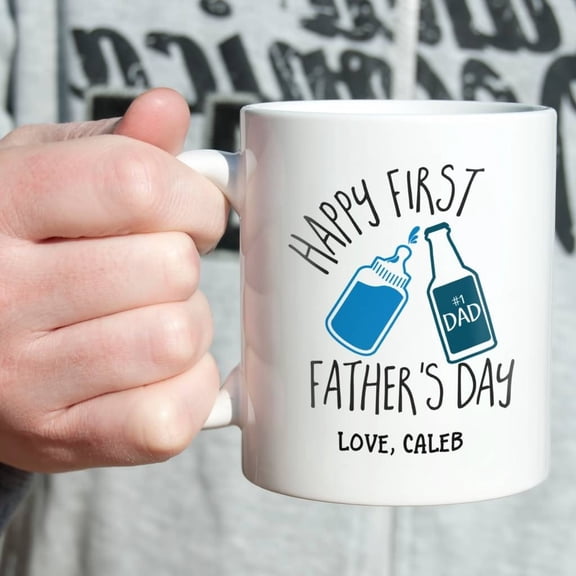 Personalised 'First Father's Day' Typography Mug