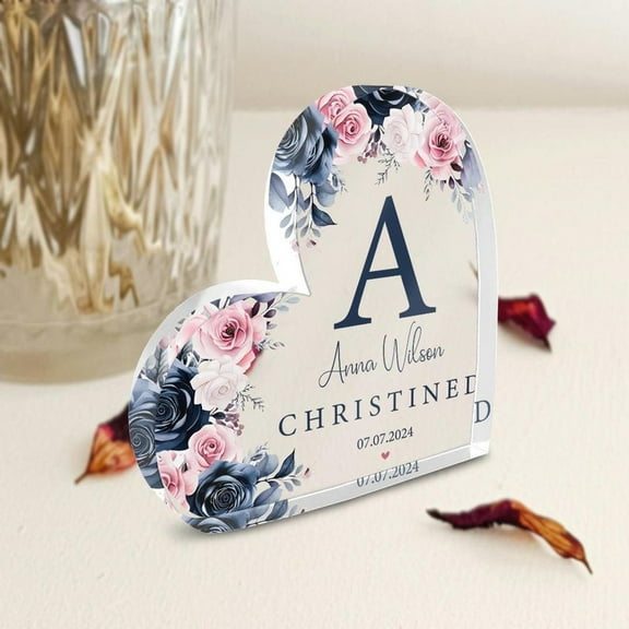 Personalised Floral Christening Heart Plaque, Christening Gift, Christening Keepsake Gift, Gift for Baby Girl, Baptised Gift, Baptism Gift