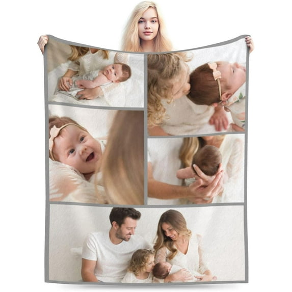 Personalised Gifts Personalised Blanket, Custom Photo Blanket, Customised Photo Blanket for Adults Kids, Gifts for Mum, Dad, Boyfriend, Girlfriend Fathers/Mothers Day 70" x 80"