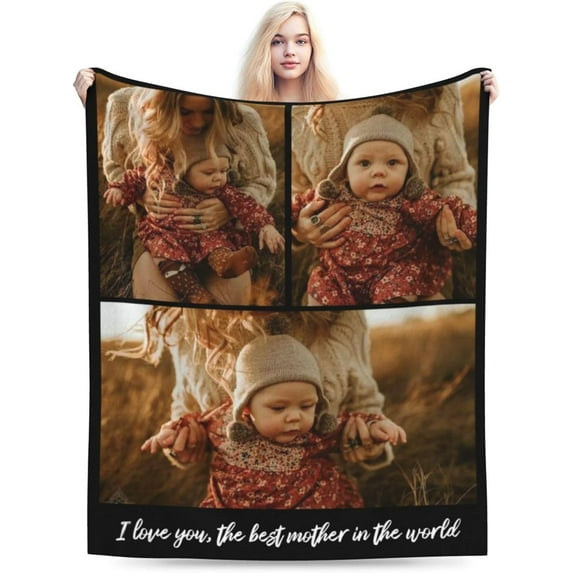 Personalised Gifts Personalised Blanket, Custom Photo Blanket, Customised Photo Blanket for Adults Kids, Gifts for Mum, Dad, Boyfriend, Girlfriend Fathers/Mothers Day 70" x 80"