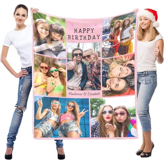 Personalised Gifts for Women and Men, Personalised for Adults, , Custom Blanket with Photos, for Birthday, Christmas