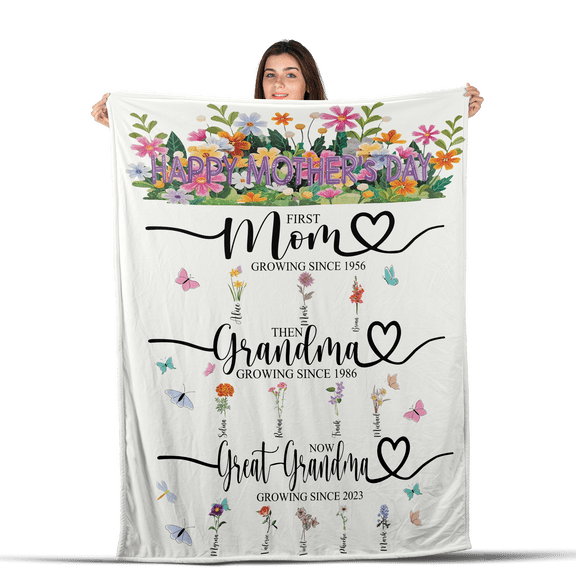 Personalised Happy Mothers Day Blanket  Funny Novelty Gift for Mum | Custom Birthday Throw Blanket with Name | Unique Gift Idea for Mother, Nan or Wife from Daughter or Son