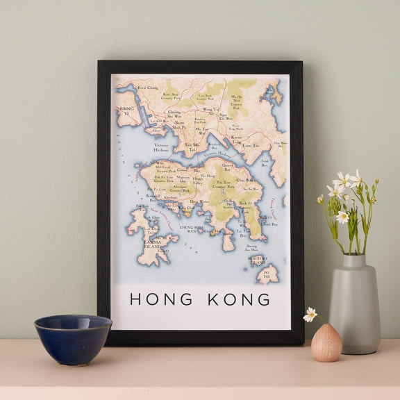 Personalised Hong Kong Map Framed A4 Print