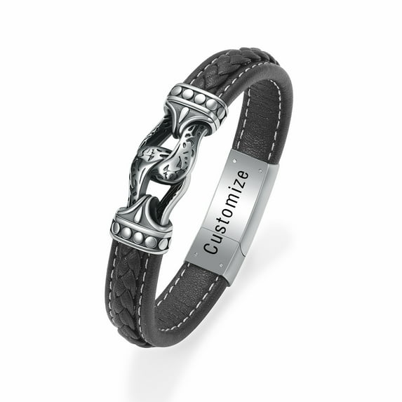 Personalised Inifity Locket Men's Leather Bracelet Memorial Cremation Jewelry for Ashes Holder Urn Bracelets