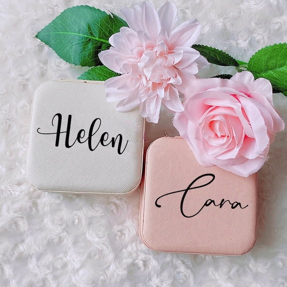 Personalised Jewellery Box Girls Travel Jewelry Case with Name Customized Gift for Birthdays Bridesmaids Valentine Wedding Gifts Design font 7 Pink Jewellery Box