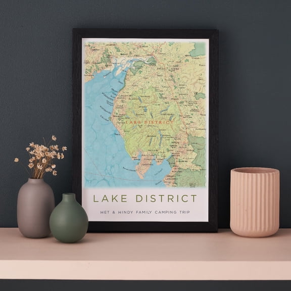 Personalised Lake District Map Framed A4 Print