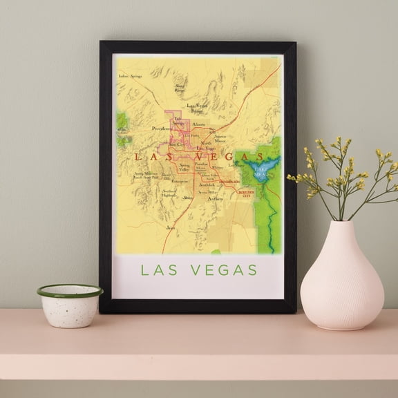 Personalised Las Vegas Map Framed A4 Print