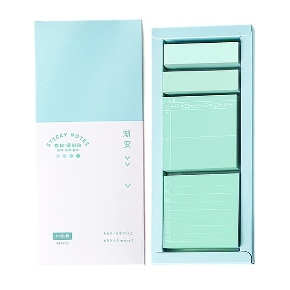 Personalised Lined Sticky Notes Set, 480 Sheets Pastel Sticky Note Pads, Self-Stick Index Tabs Cute Memo Notepads for Office and Home(Blue)