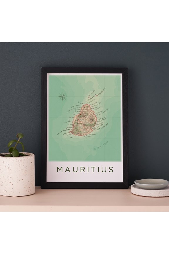 Personalised Mauritius Map Framed A4 Print